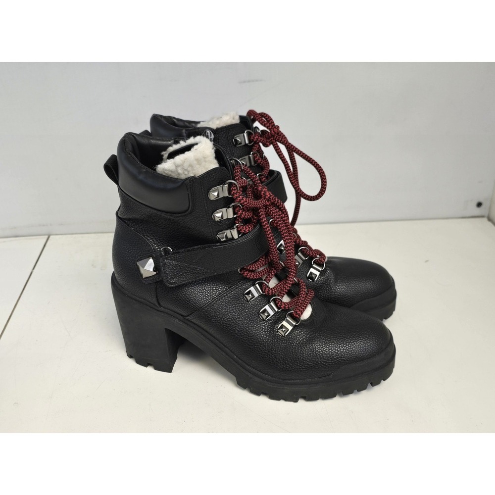 Marc fisher nature 2 heeled lace up hiker combat boots black Size 8.5